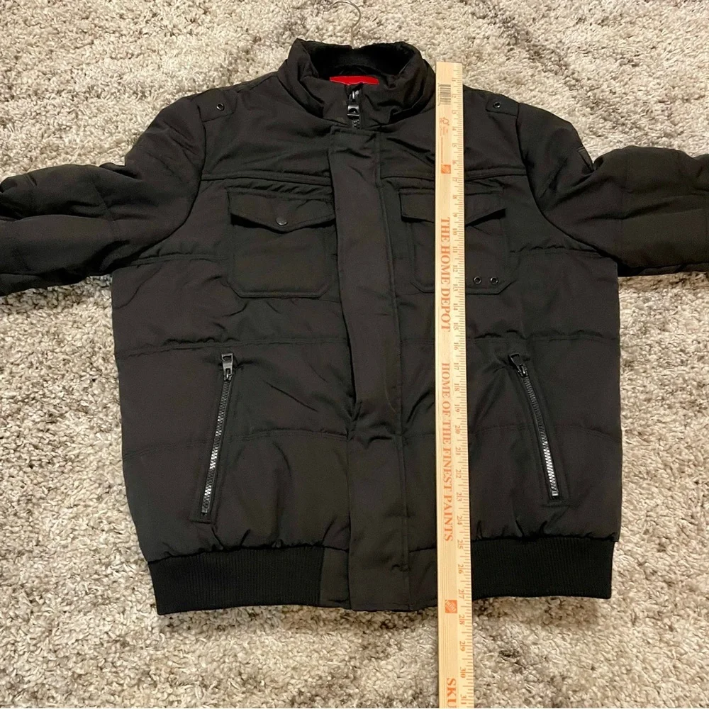 GUESS Men's Duke Quilted Puffer Bomber Jacket Black Large Excellent Condition!